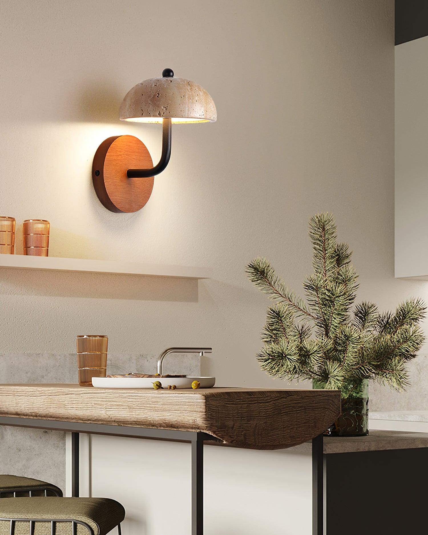 Solaro Wall Light Travertine Half-dome Shade - Neutralighting