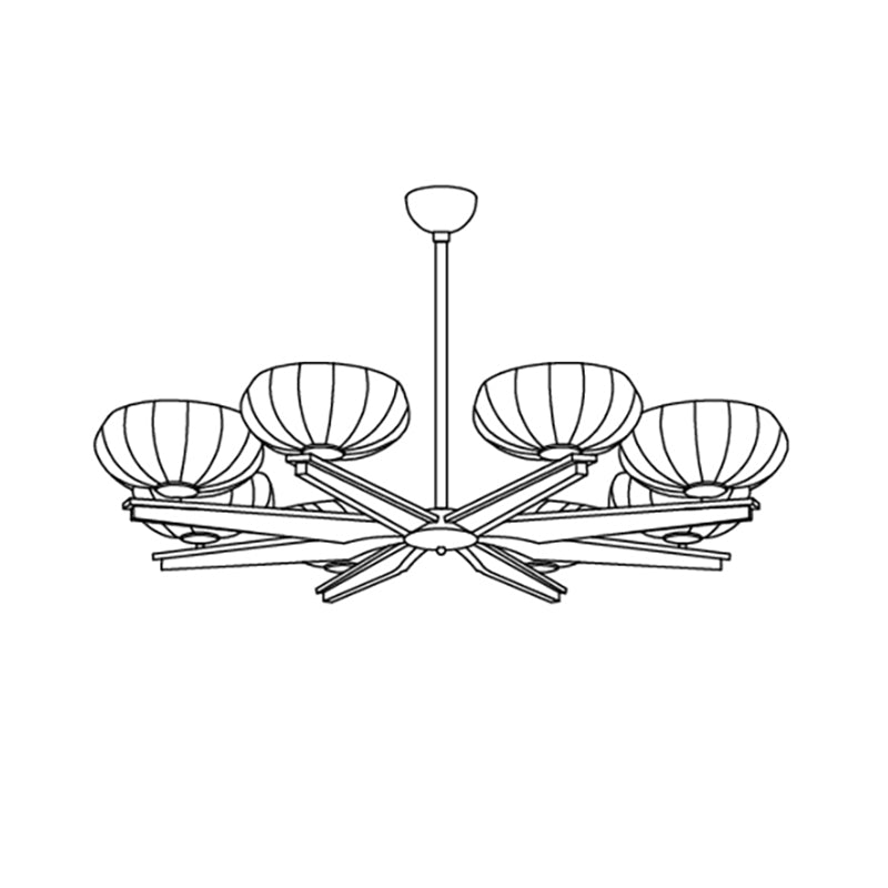 Chandelier Walnut Wood Arms and Opal Glass Shades Midcentury - Neutralighting