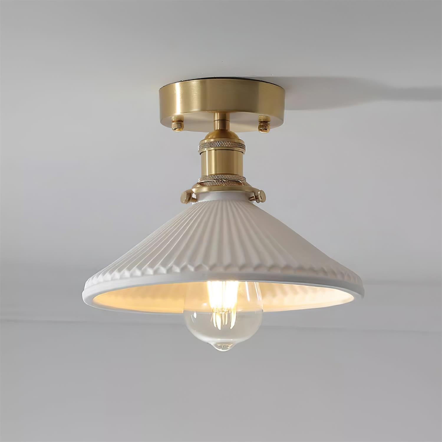 Belmont Vintage Brass & Ceramic Ceiling Light - Neutralighting