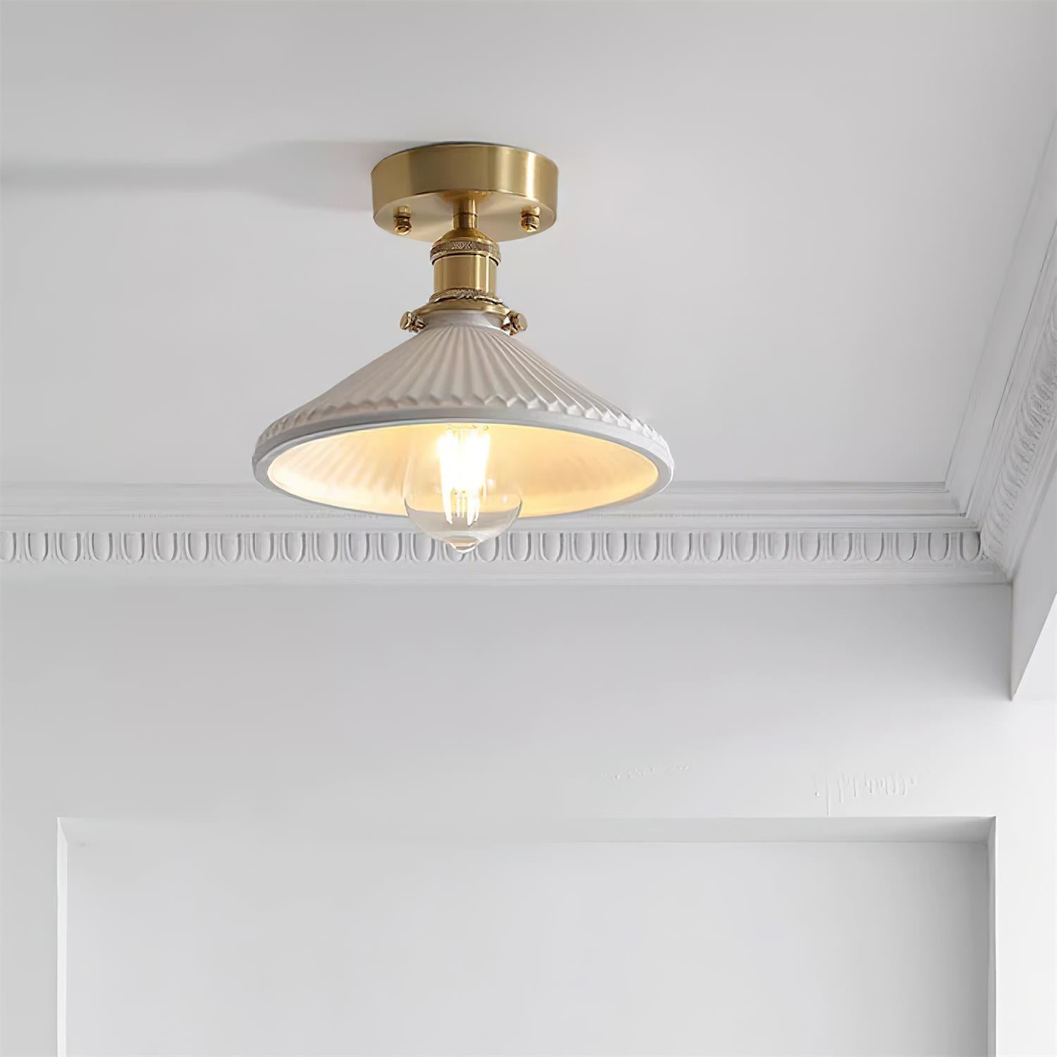 Belmont Vintage Brass & Ceramic Ceiling Light - Neutralighting