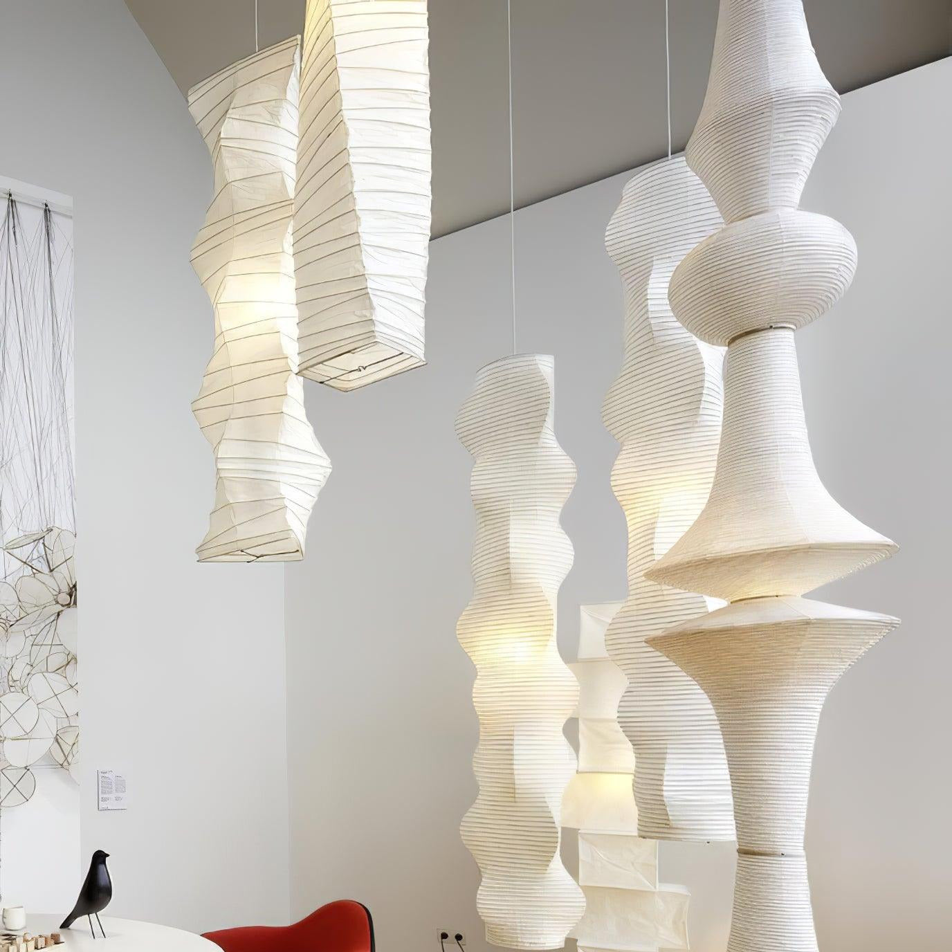 Faye Sculptural Paper Vertical Pendant Light - Neutralighting