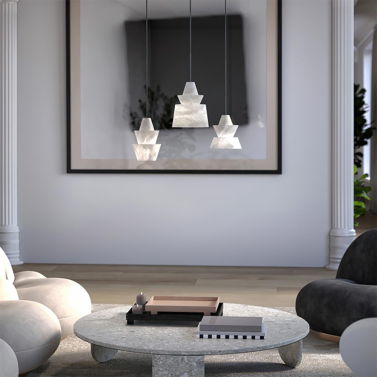 Ezion Layered White Alabaster Pendant Light - Neutralighting