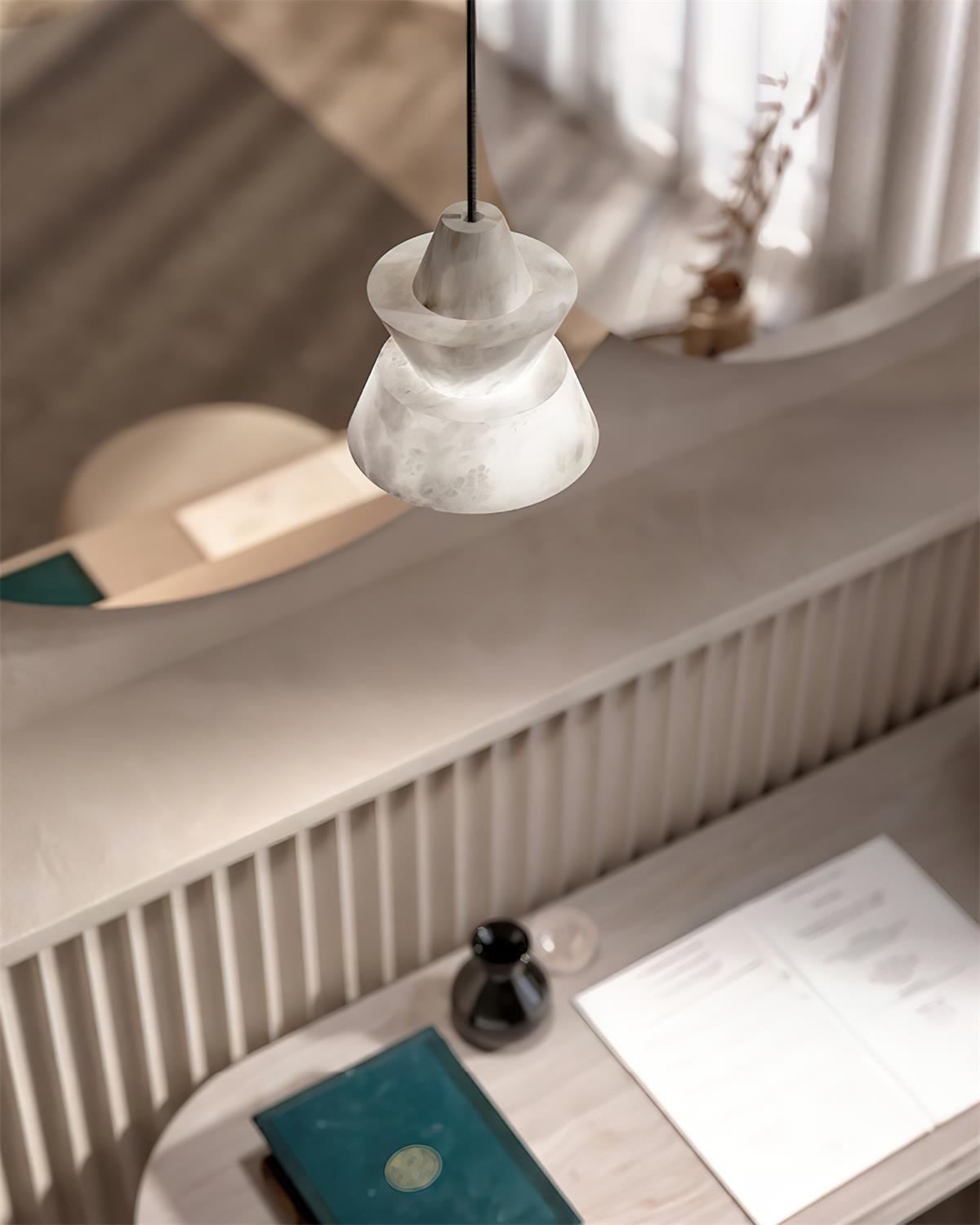 Ezion Layered White Alabaster Pendant Light - Neutralighting