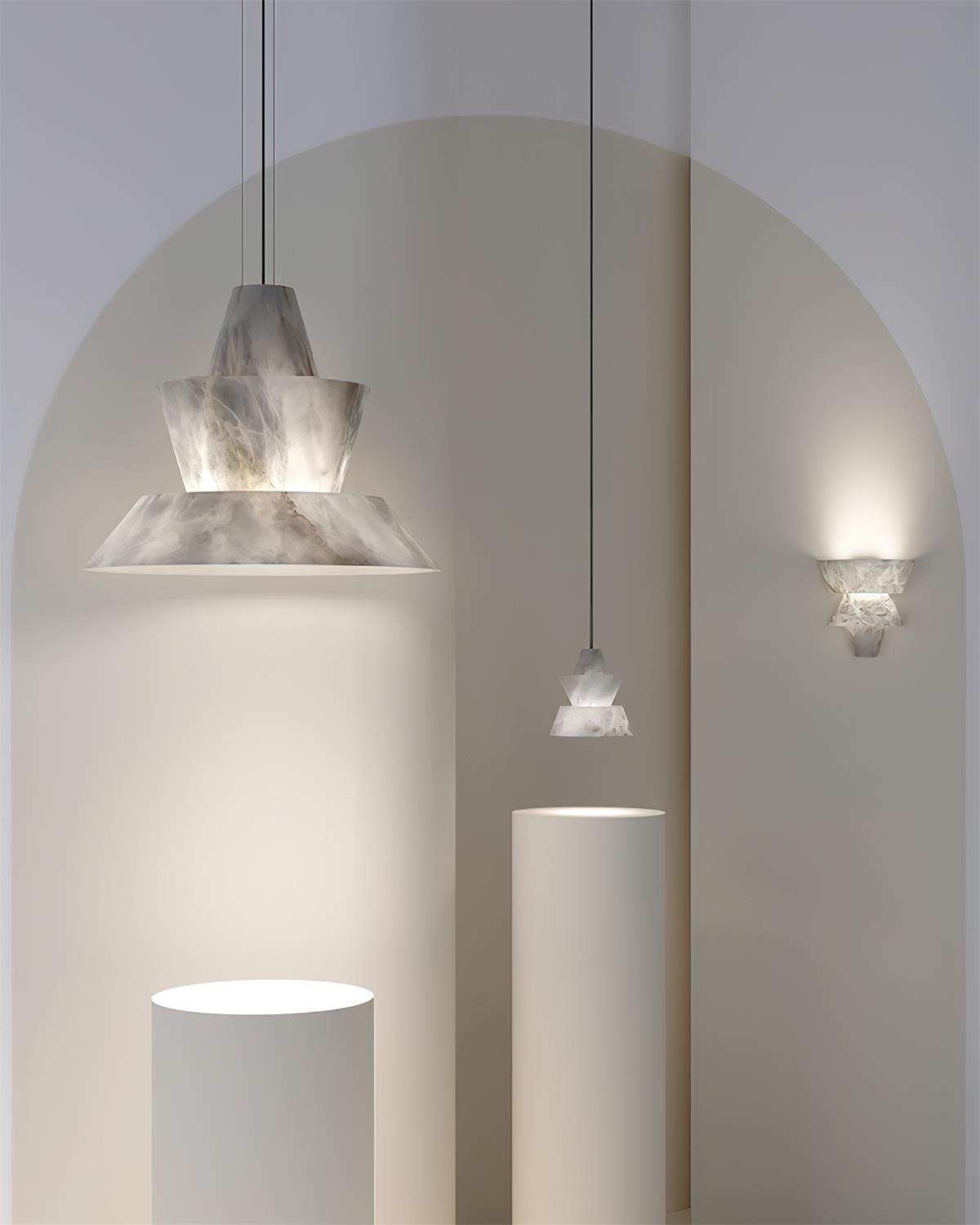 Ezion Layered White Alabaster Pendant Light - Neutralighting