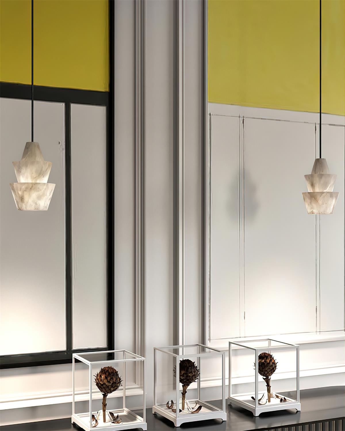 Ezion Layered White Alabaster Pendant Light - Neutralighting