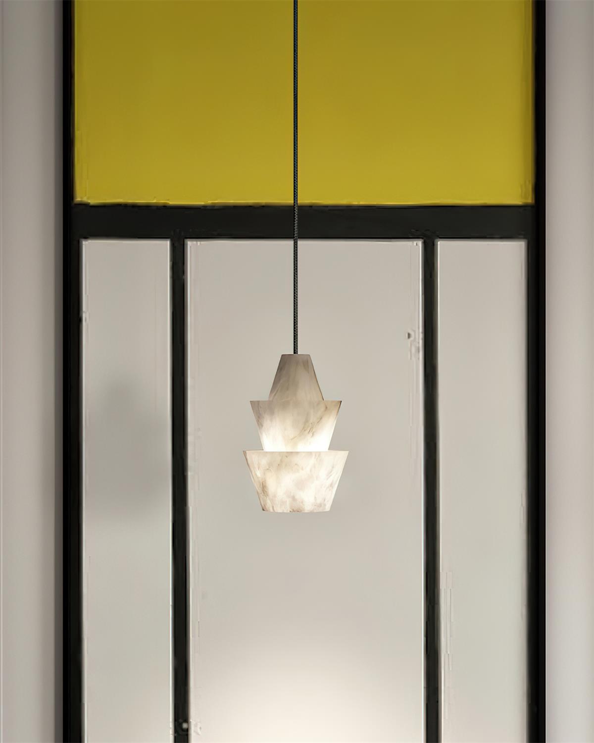 Ezion Layered White Alabaster Pendant Light - Neutralighting