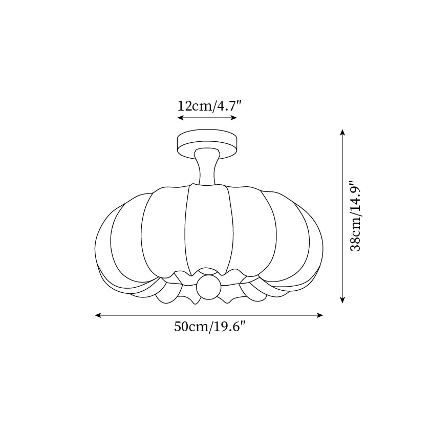 Ceiling Light Scalloped Fabric Shade Walnut Wood Canopy Vintage - Neutralighting