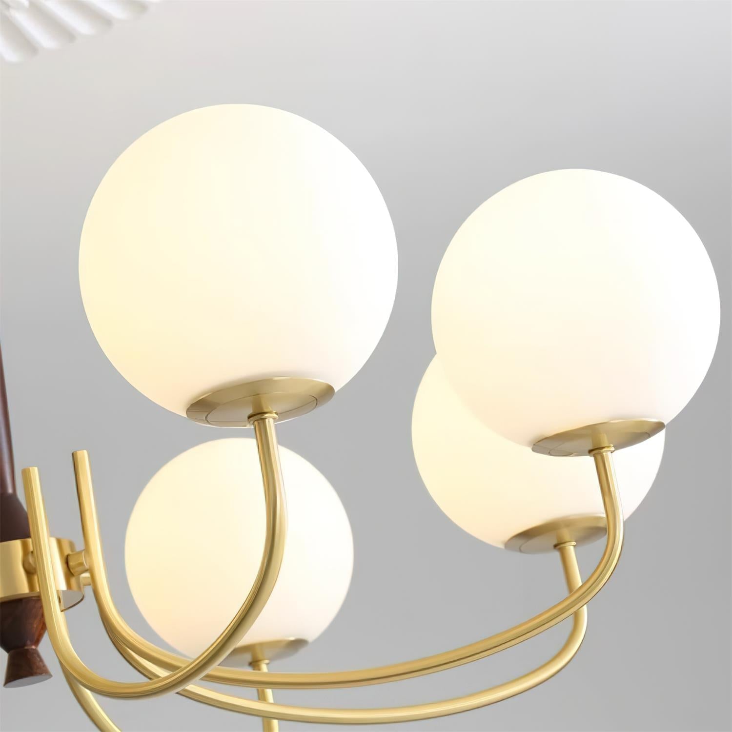 Veslo Brass and Wood Globe Chandelier - Neutralighting