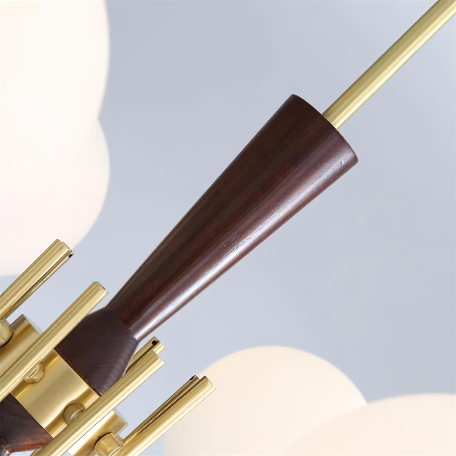 Veslo Brass and Wood Globe Chandelier - Neutralighting