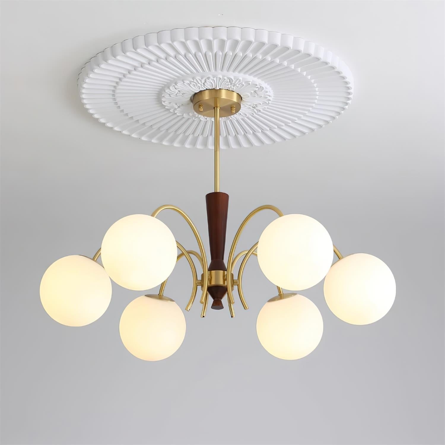 Veslo Brass and Wood Globe Chandelier - Neutralighting