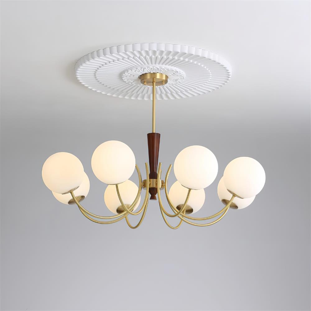 Veslo Brass and Wood Globe Chandelier - Neutralighting