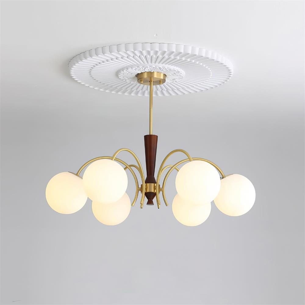 Veslo Brass and Wood Globe Chandelier - Neutralighting