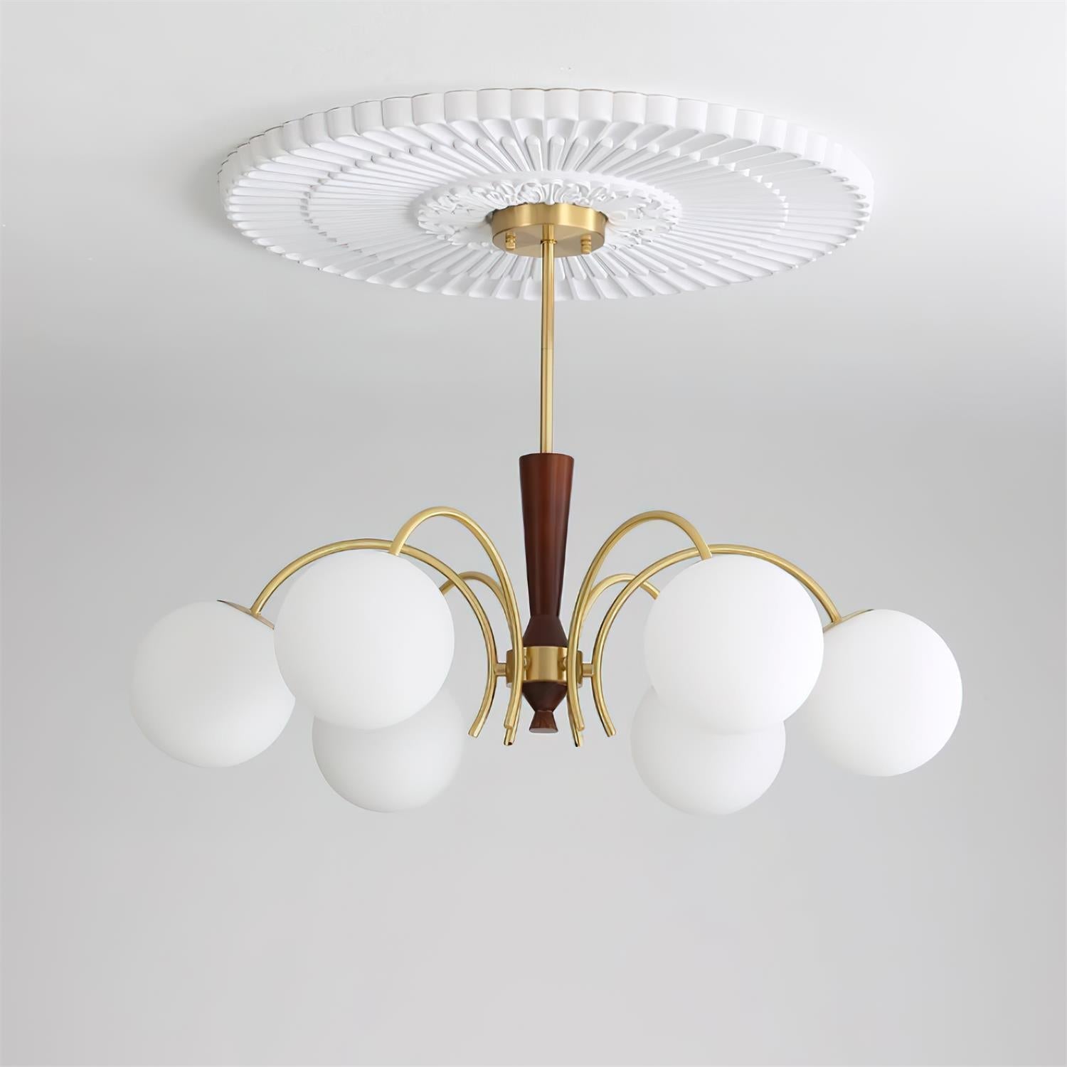 Veslo Brass and Wood Globe Chandelier - Neutralighting
