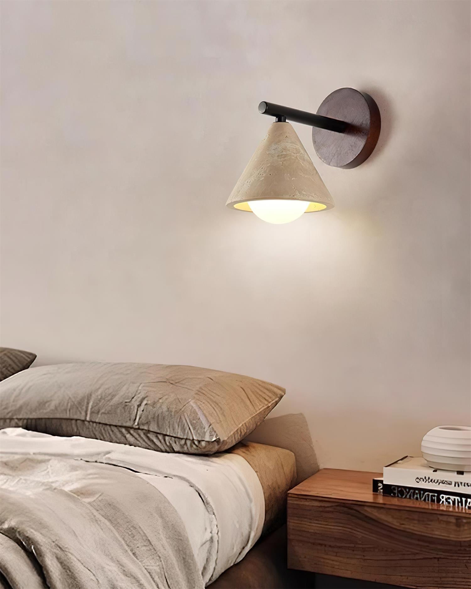 Riita Wall Lamp triangular cone-shaped travertine - Neutralighting