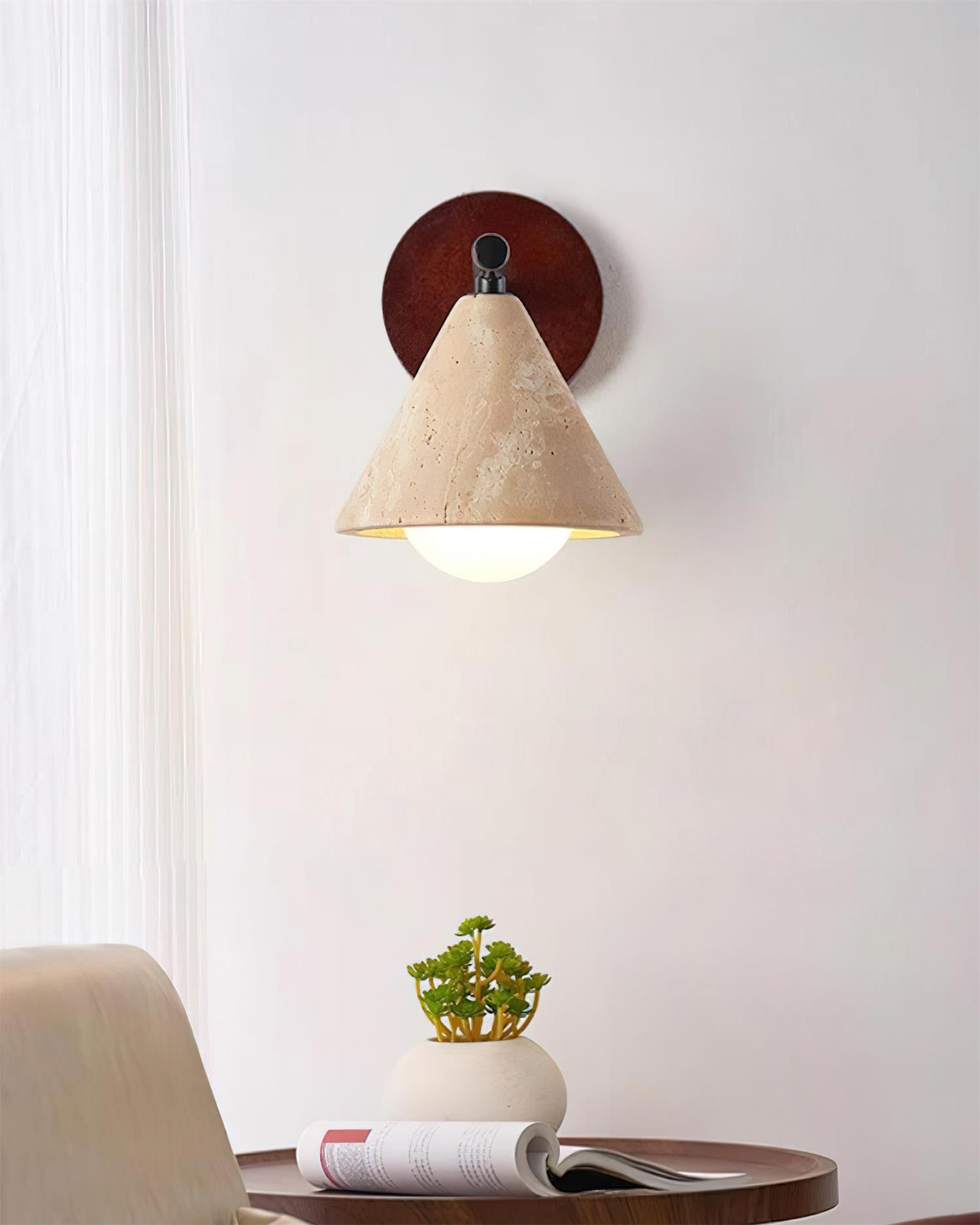 Riita Wall Lamp triangular cone-shaped travertine - Neutralighting