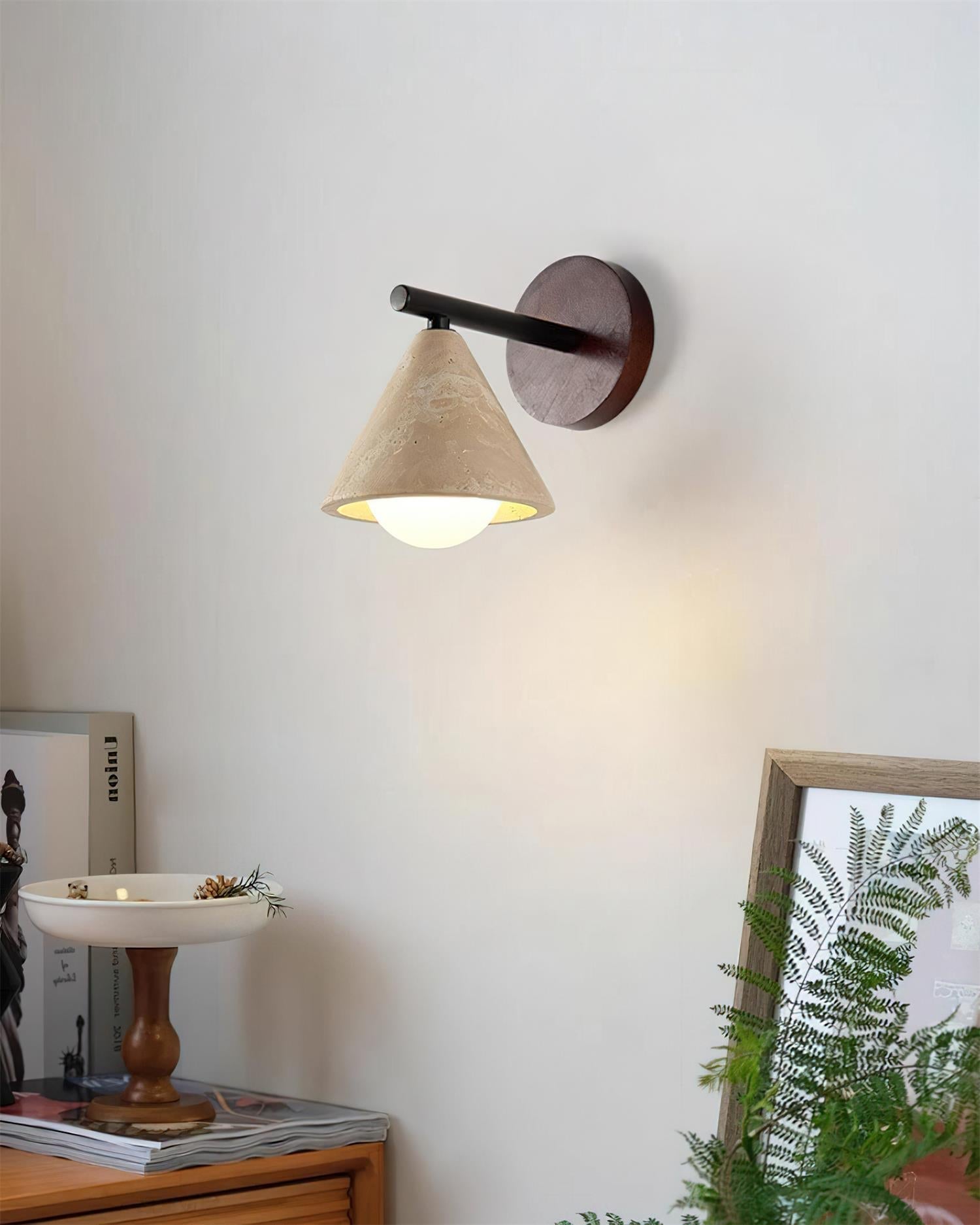 Riita Wall Lamp triangular cone-shaped travertine - Neutralighting
