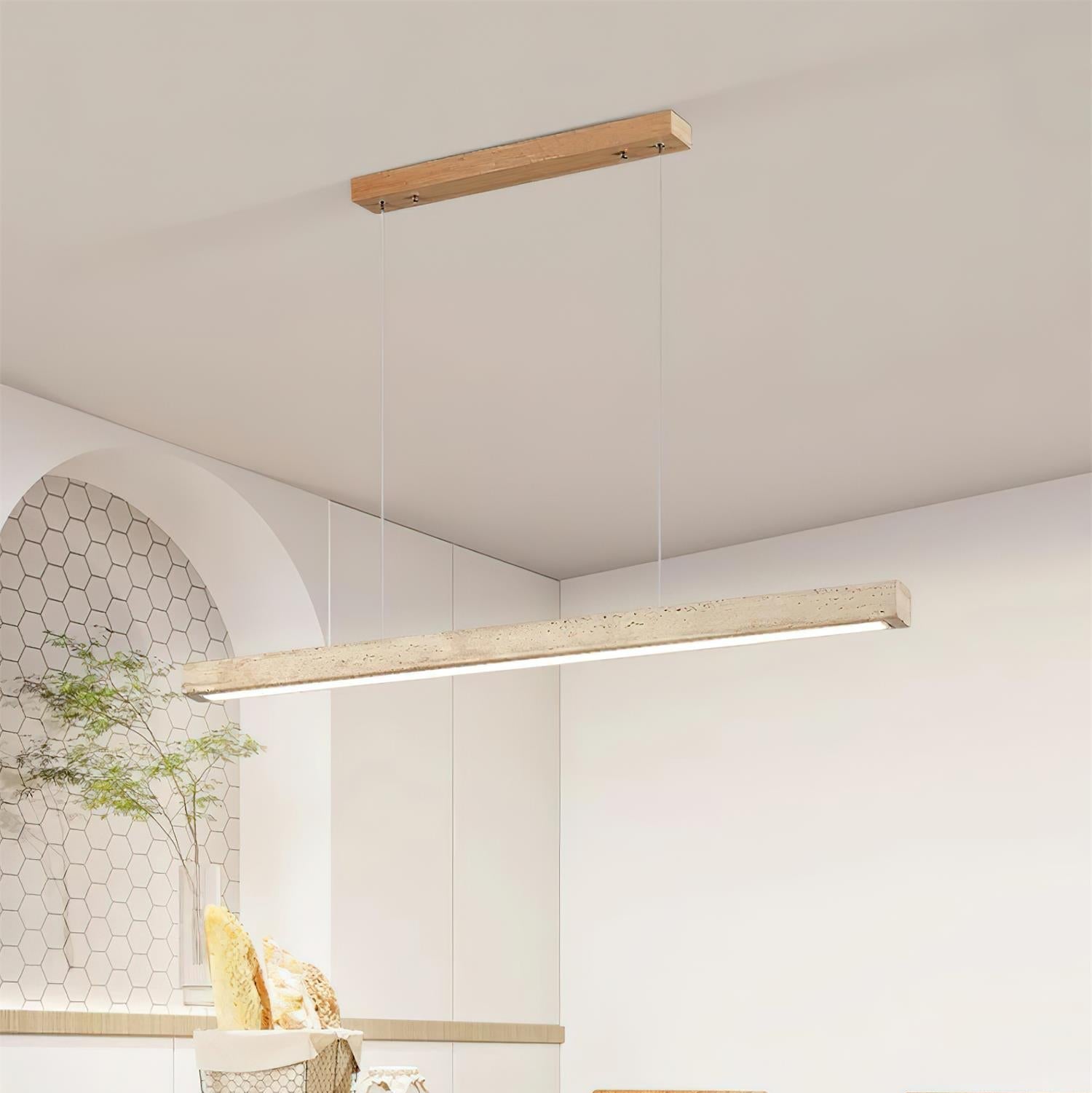 Delya Linear Travertine Pendant Lamp - Neutralighting