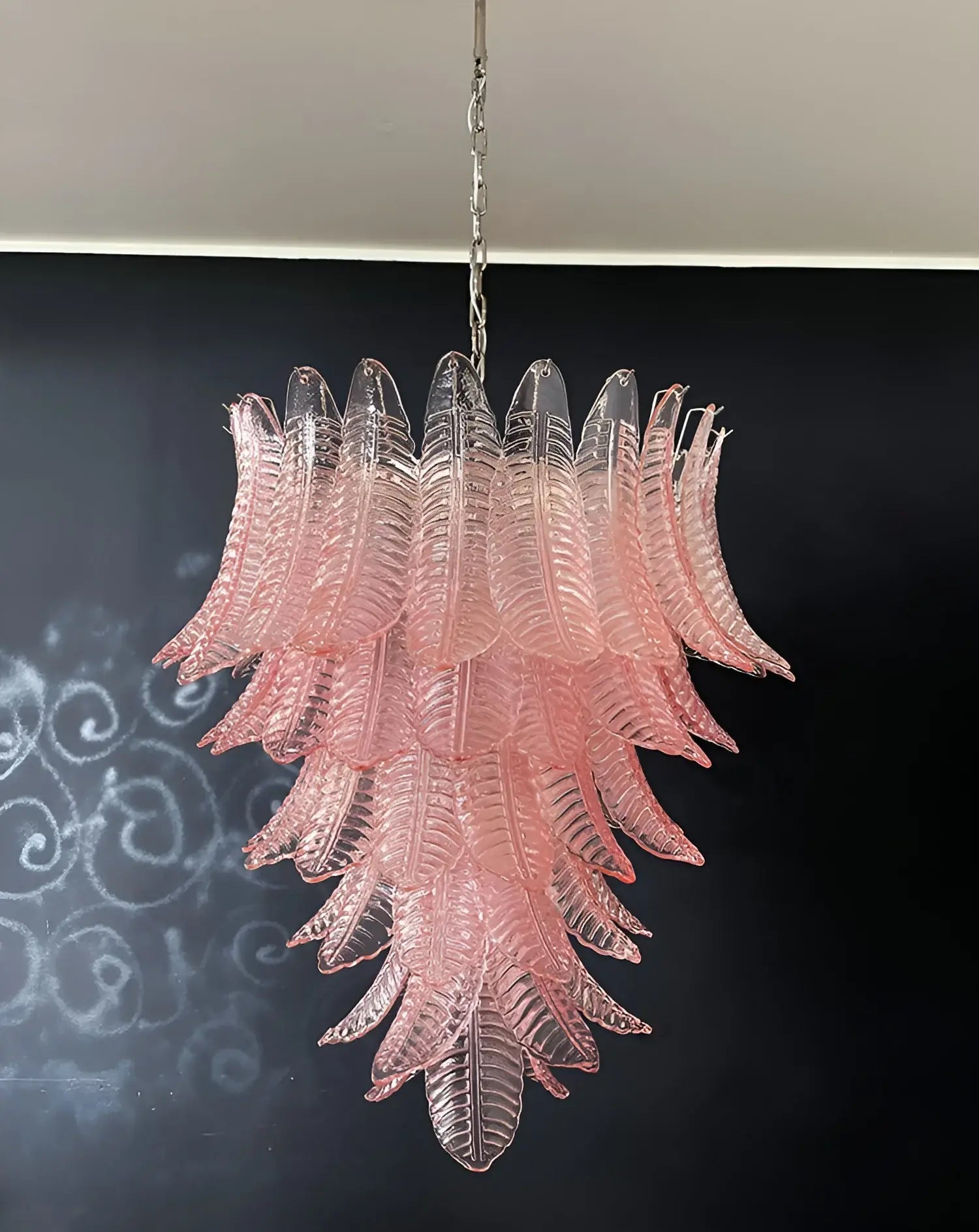 Aurora Chandelier Pink Murano Glass Leaves Cascading Romantic