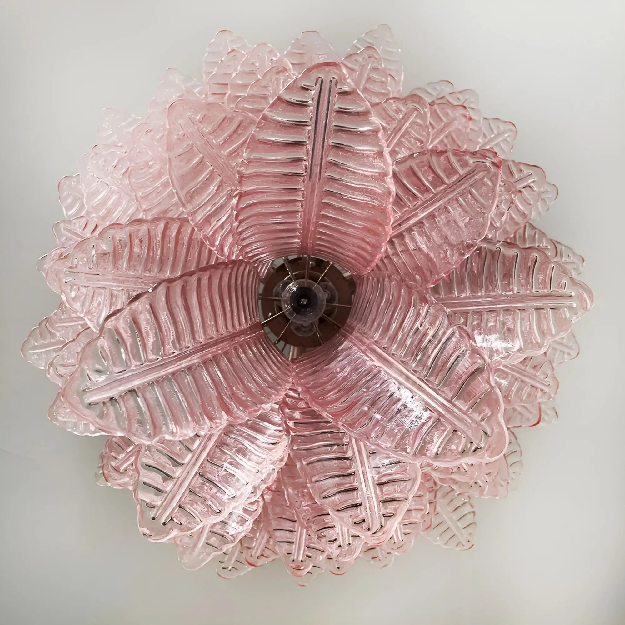Aurora Chandelier Pink Murano Glass Leaves Cascading Romantic