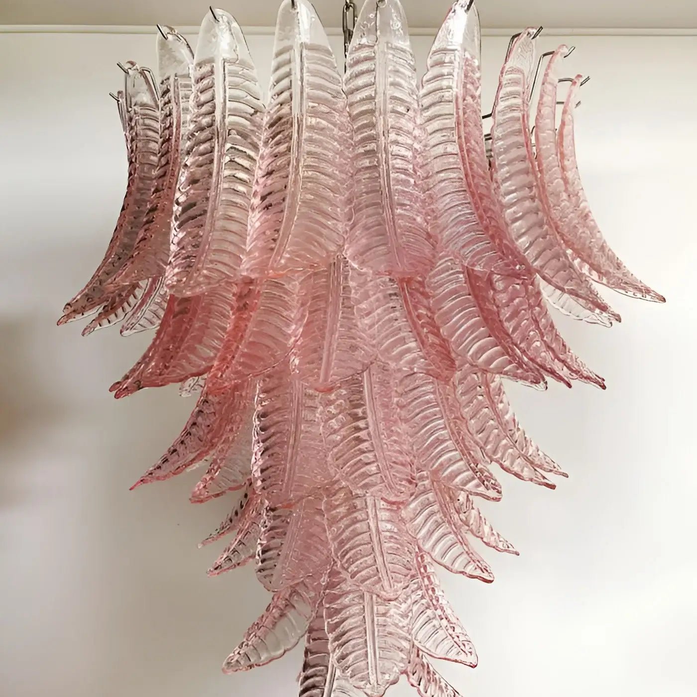 Aurora Chandelier Pink Murano Glass Leaves Cascading Romantic