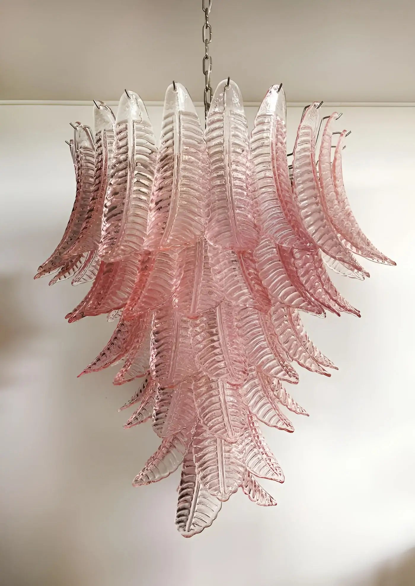 Aurora Chandelier Pink Murano Glass Leaves Cascading Romantic