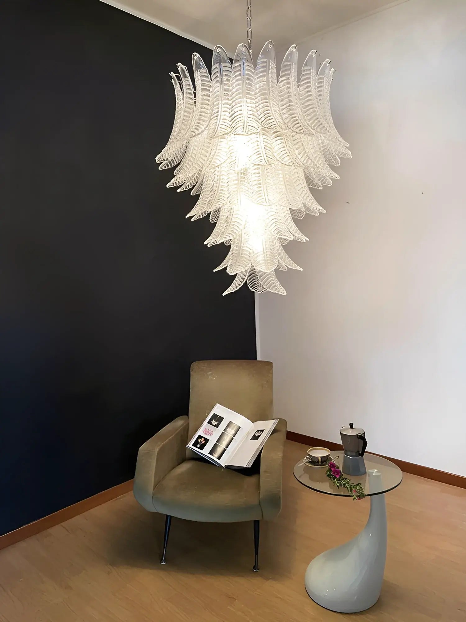 Aurora Chandelier Clear Glass Leaf Cascading Elegant - Neutralighting
