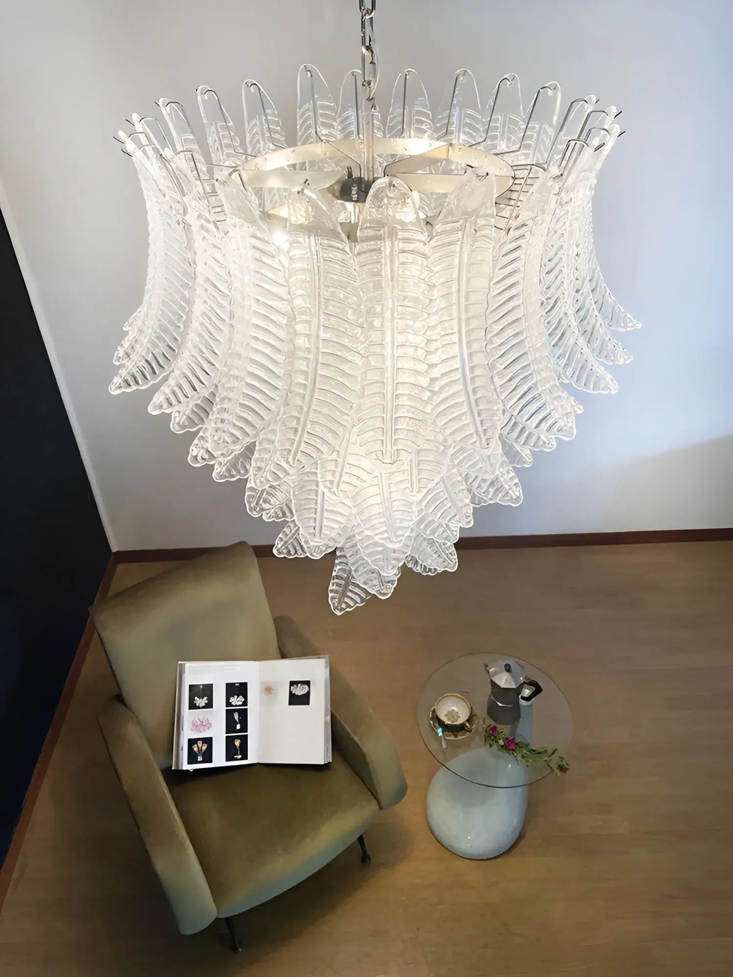 Aurora Chandelier Clear Glass Leaf Cascading Elegant - Neutralighting