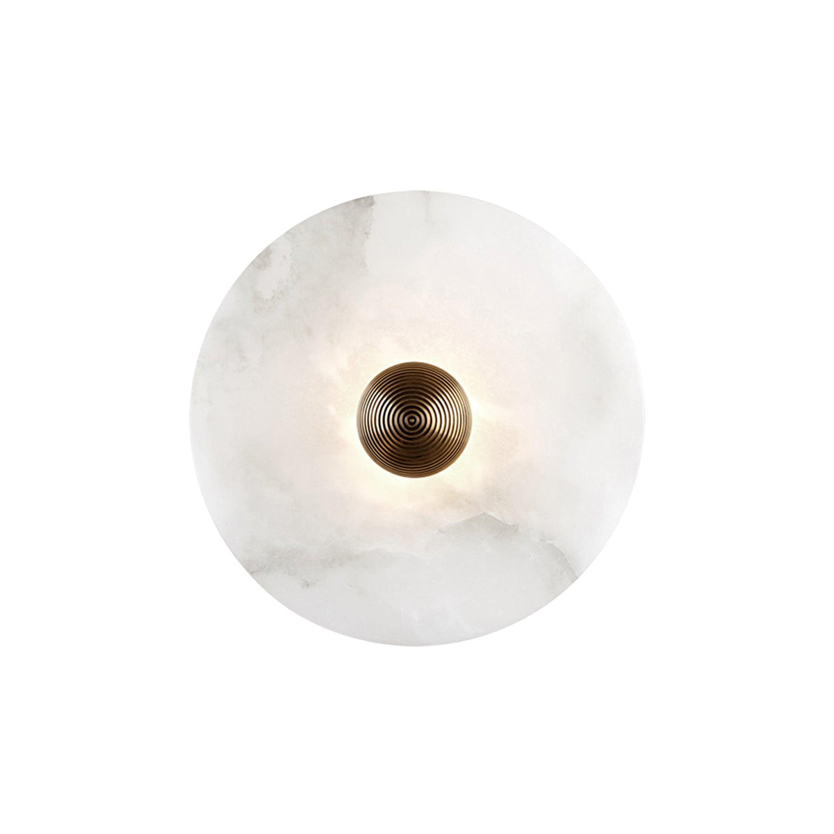 Round Wall Lamp Alabaster Fluted Brass - Neutralighting