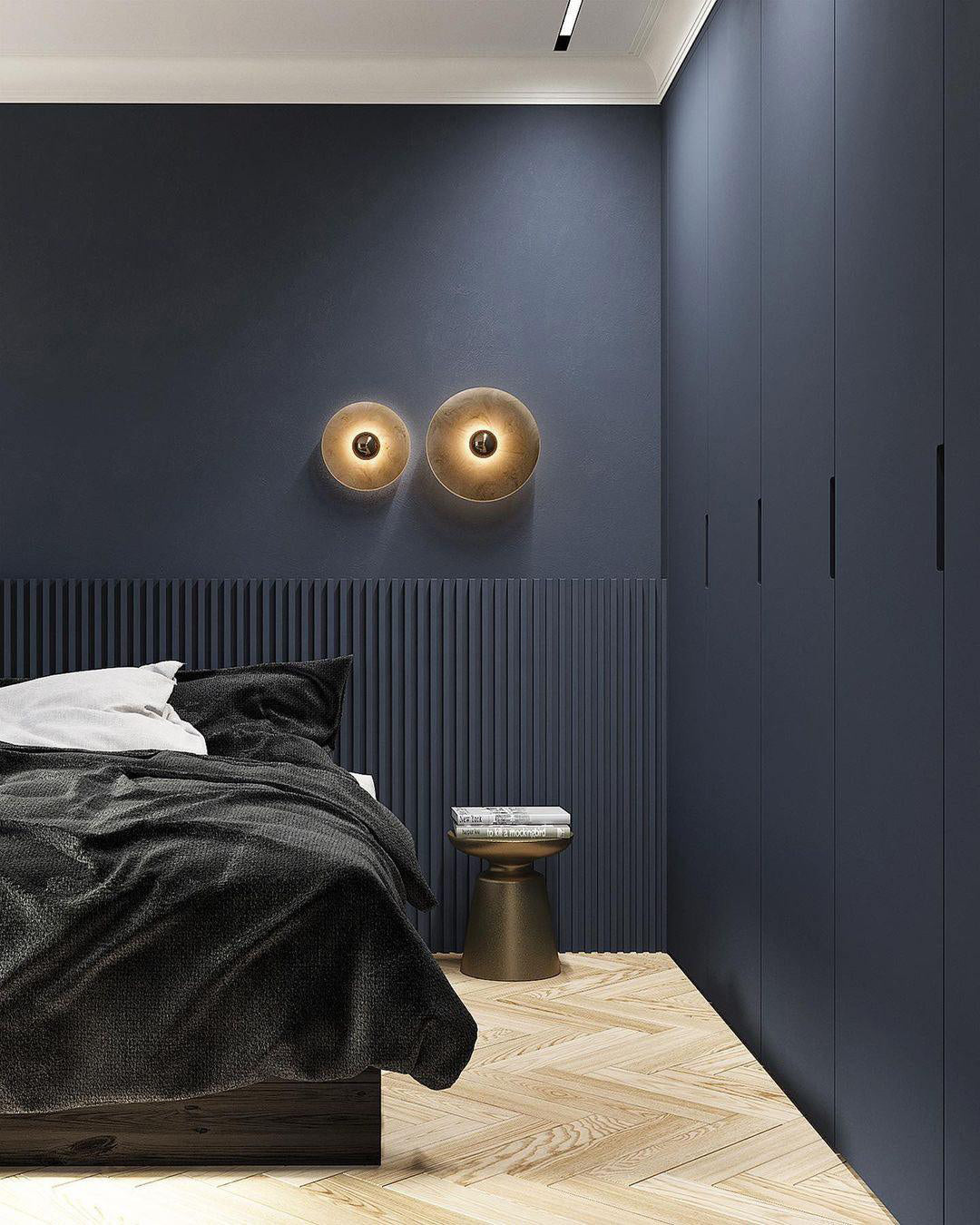 Round Wall Lamp Alabaster Fluted Brass - Neutralighting