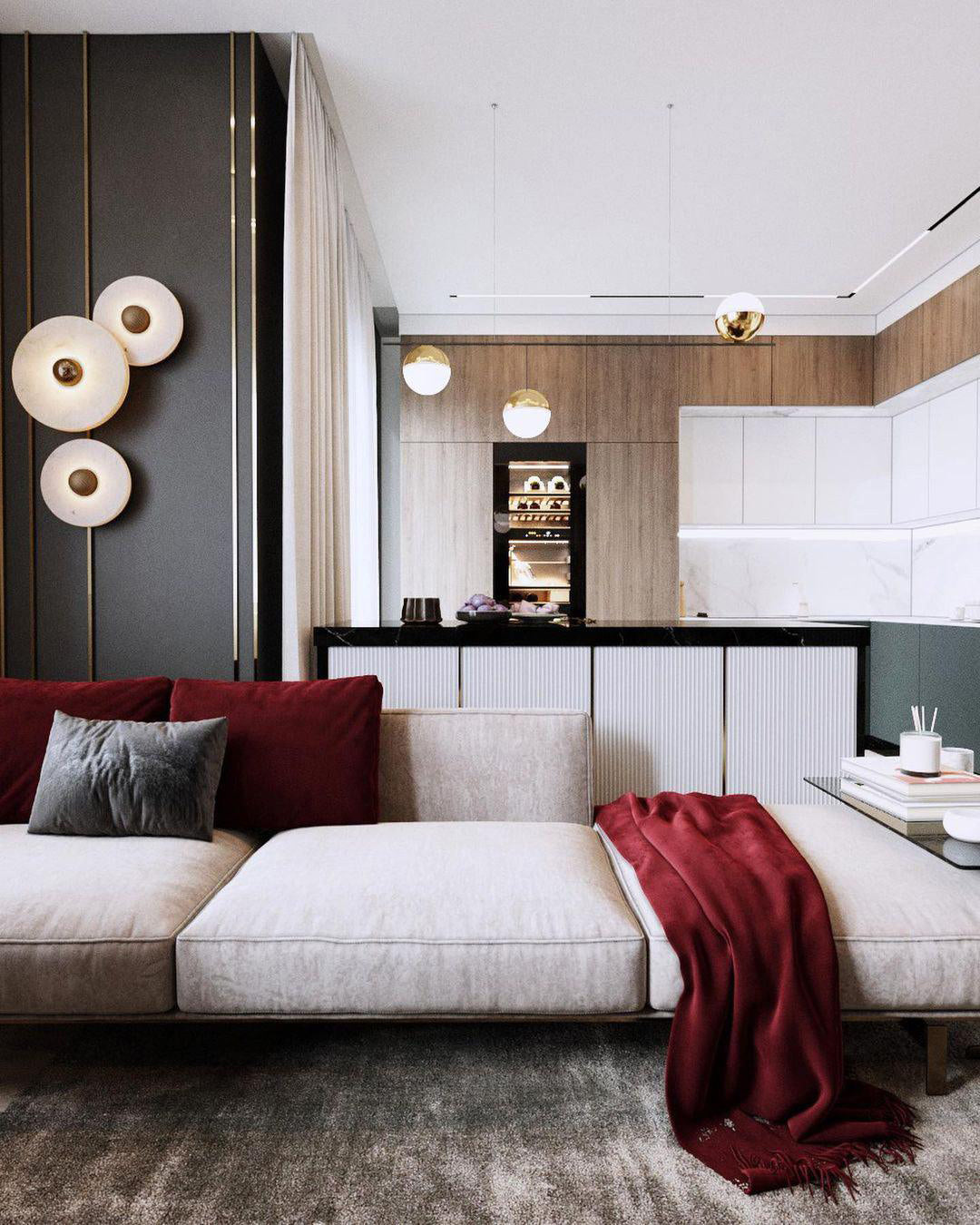 Round Wall Lamp Alabaster Fluted Brass - Neutralighting