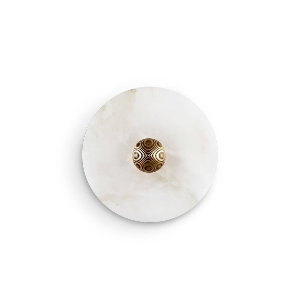Round Wall Lamp Alabaster Fluted Brass - Neutralighting