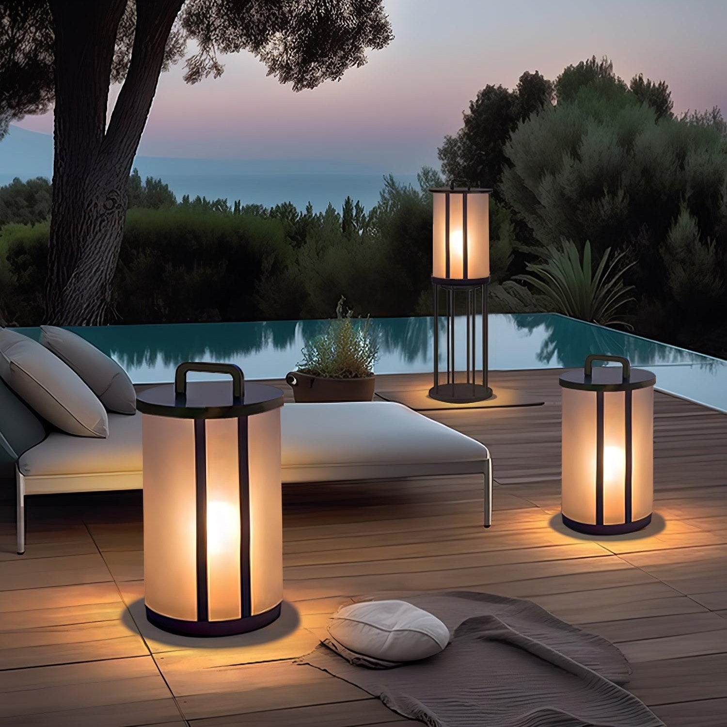 Ray Round Pillar Lantern Outdoor Light