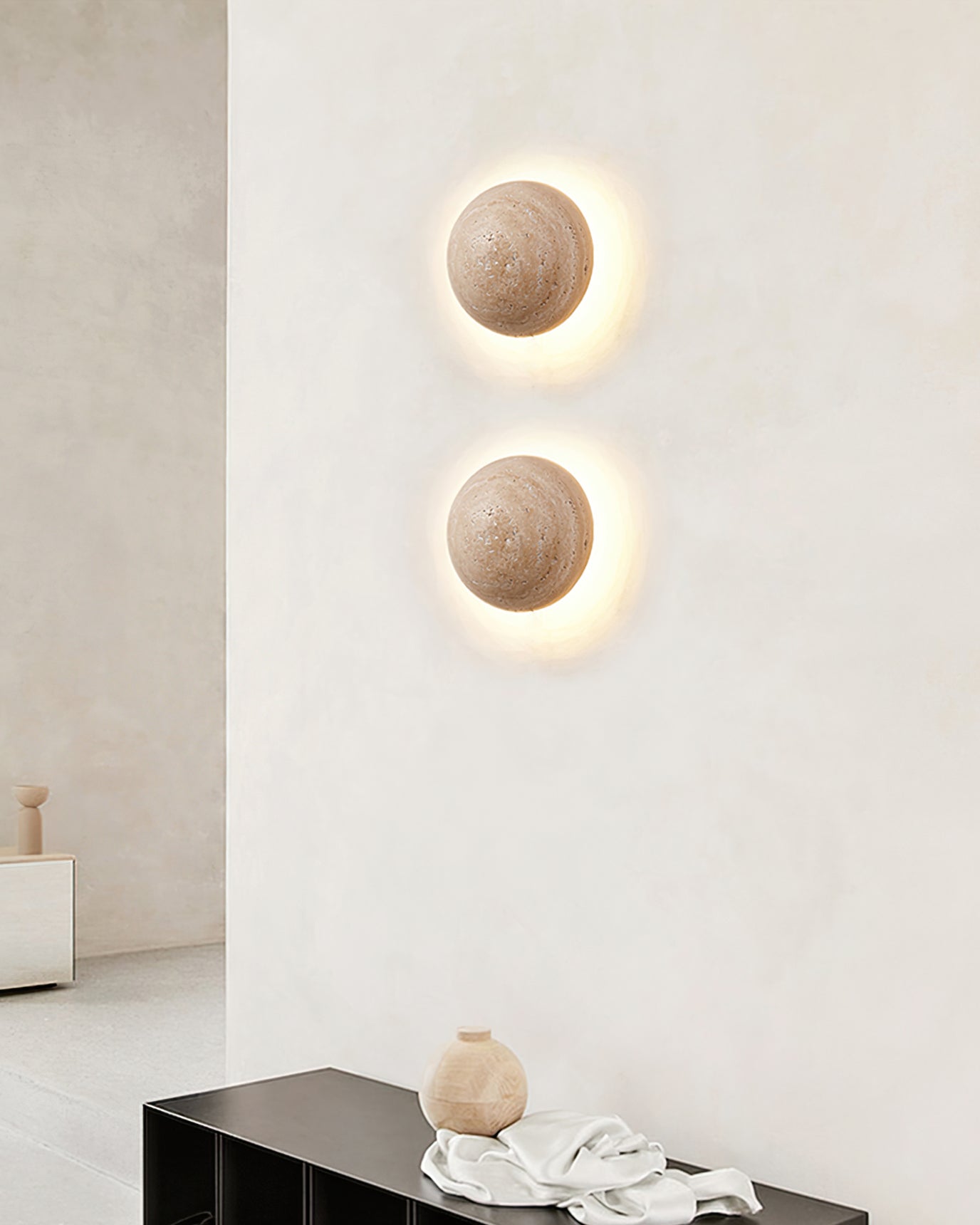 Ritta Round Travertine Wall Lamp - Neutralighting