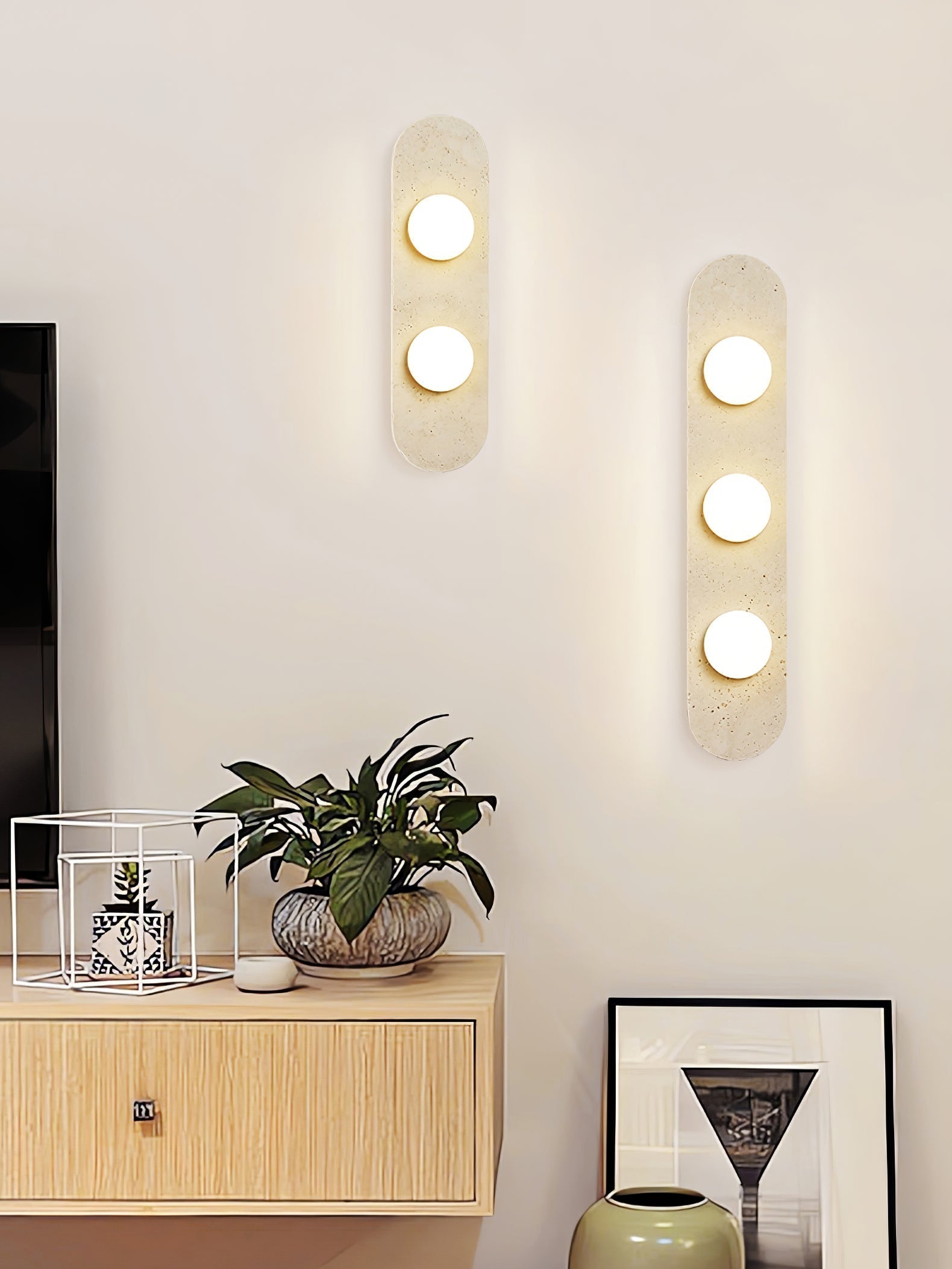 Zasoliel Minimalist Travertine Wall Light - Neutralighting