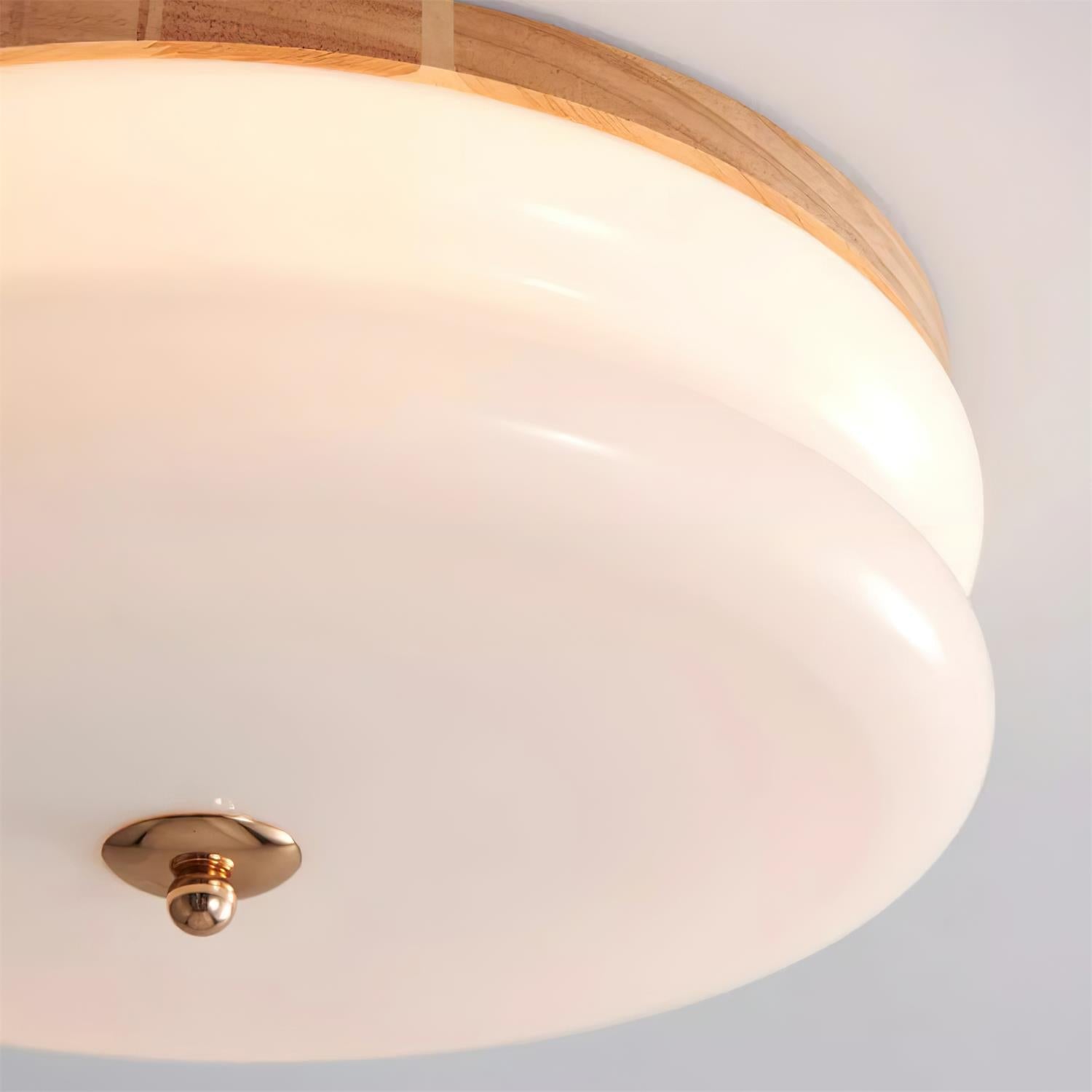 Ceiling Light Double-Layer Glass Disc Walnut Wood Minimalist - Neutralighting