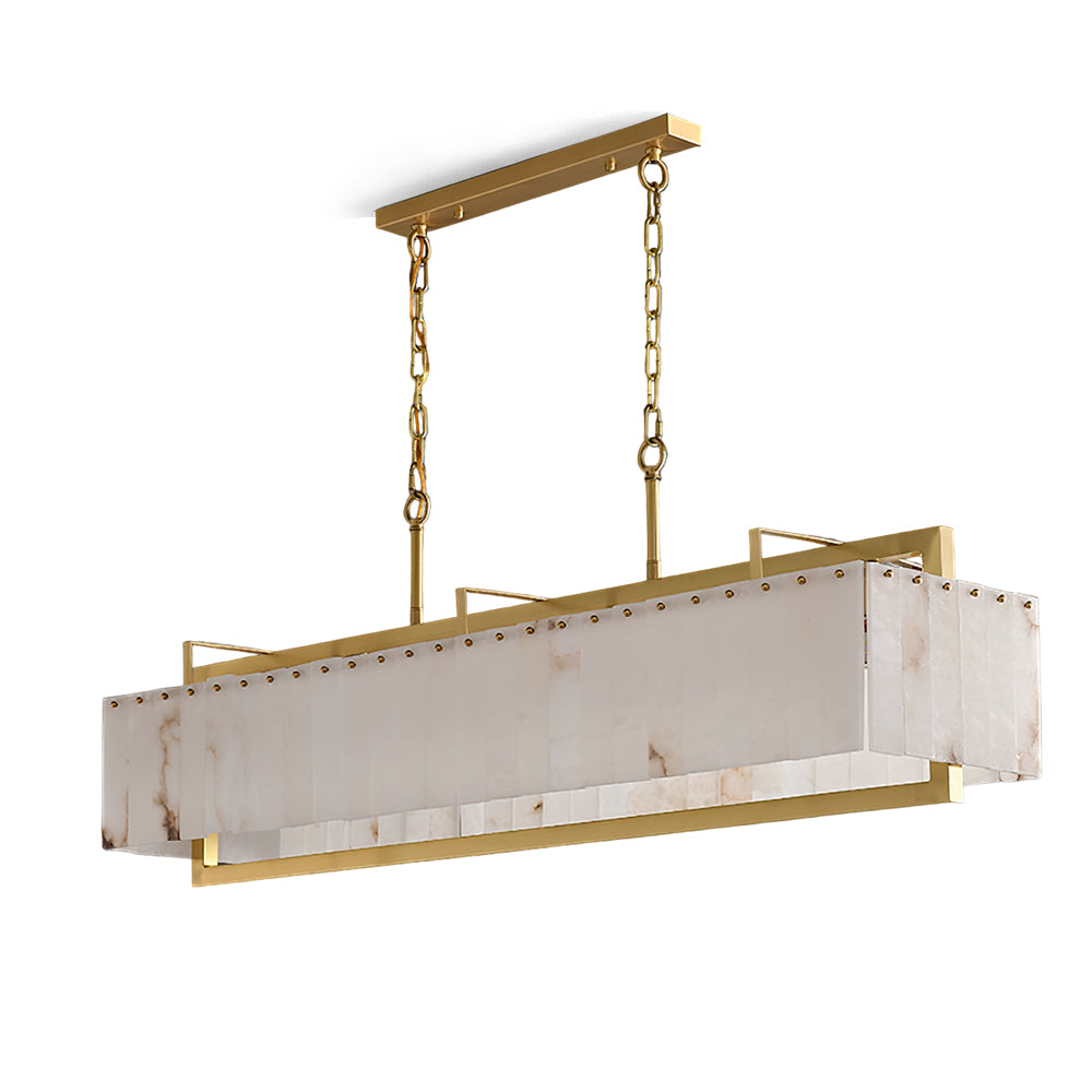 Ruben Chandelier Alabaster Rectangular Luxe - Neutralighting