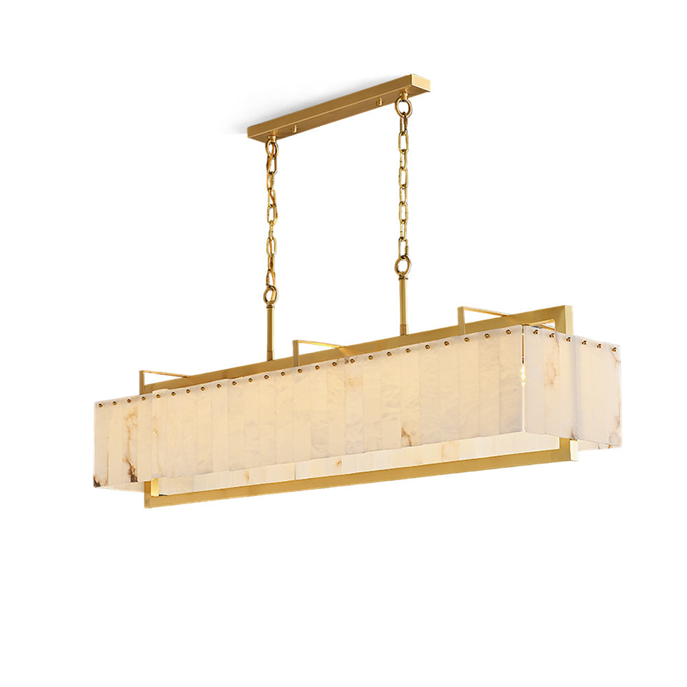 Ruben Chandelier Alabaster Rectangular Luxe - Neutralighting