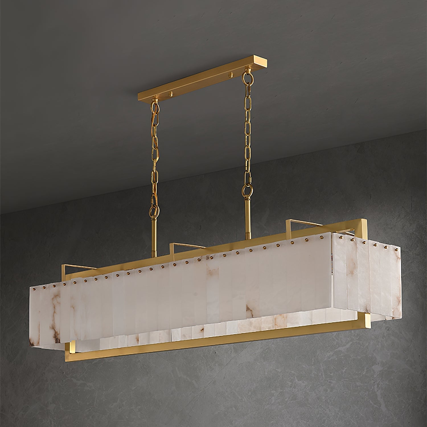 Ruben Chandelier Alabaster Rectangular Luxe - Neutralighting