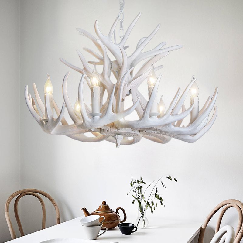 Silva Rustic Antler Metal/Resin Chandelier White Dining Room - Neutralighting