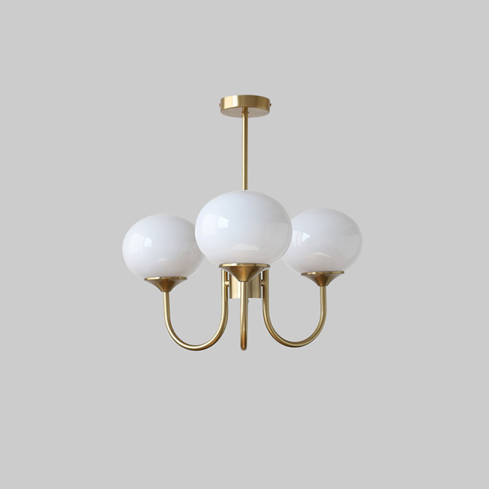 Valentina Retro Art Deco Globe Chandelier, White/Pink/Beige - Neutralighting
