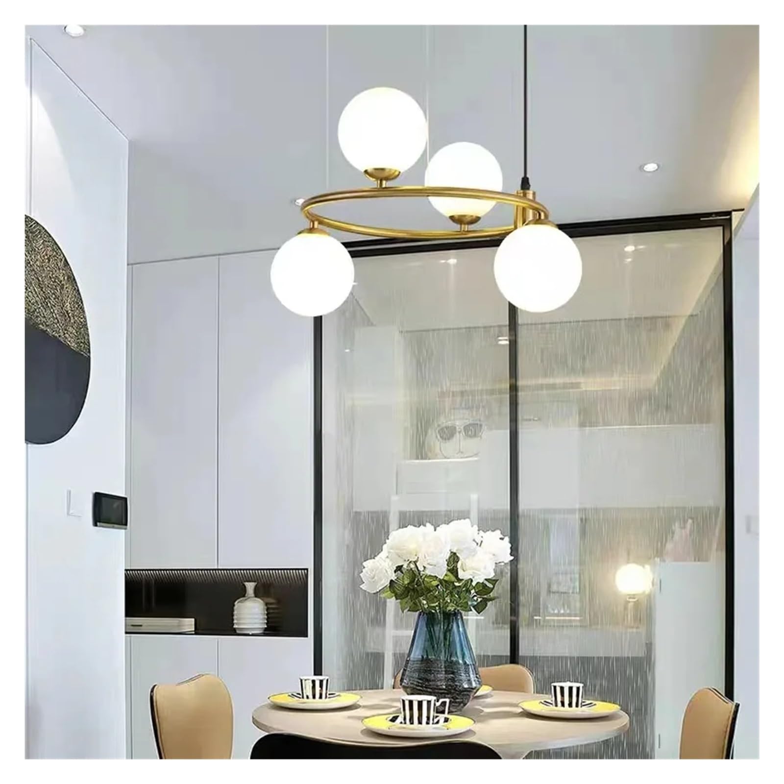 Valentina Nordic Ring Magic Bean Pendant Light Black/Gold Metal - Neutralighting