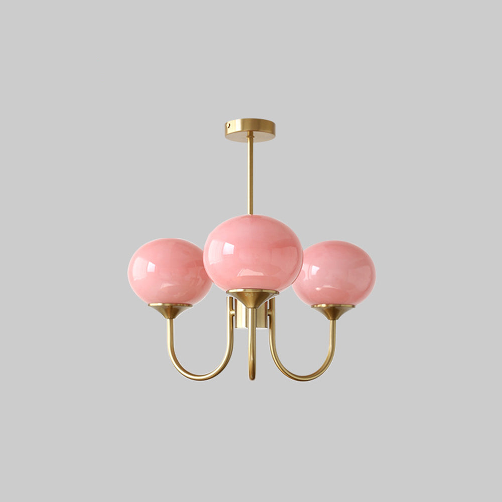 Valentina Retro Art Deco Globe Chandelier, White/Pink/Beige - Neutralighting
