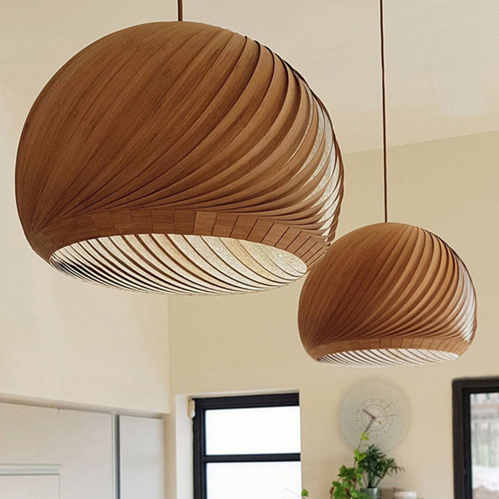 Muto Farmhouse Semi Metal Pendant Light, Brown/Wood - Neutralighting