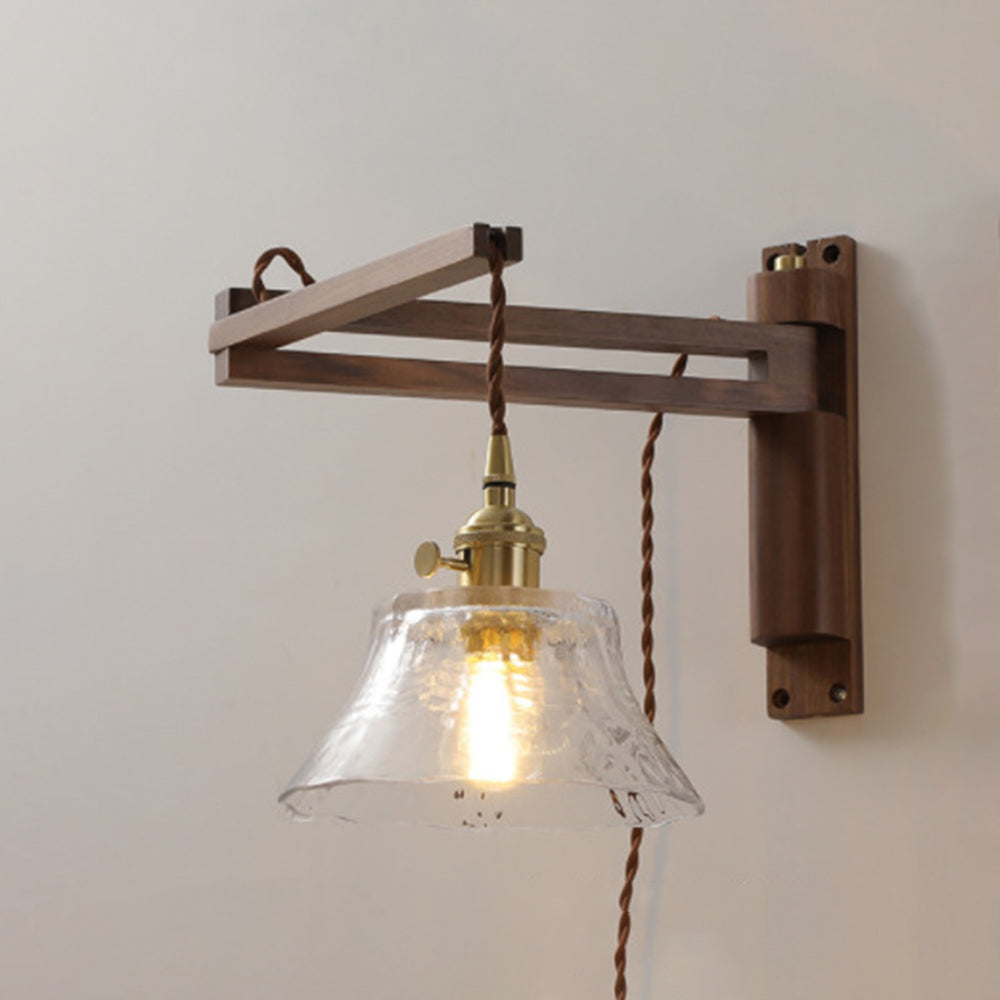 Muto Vintage Dome Ceramic/Wood Wall Lamp, Walnut/Wood/Clear - Neutralighting