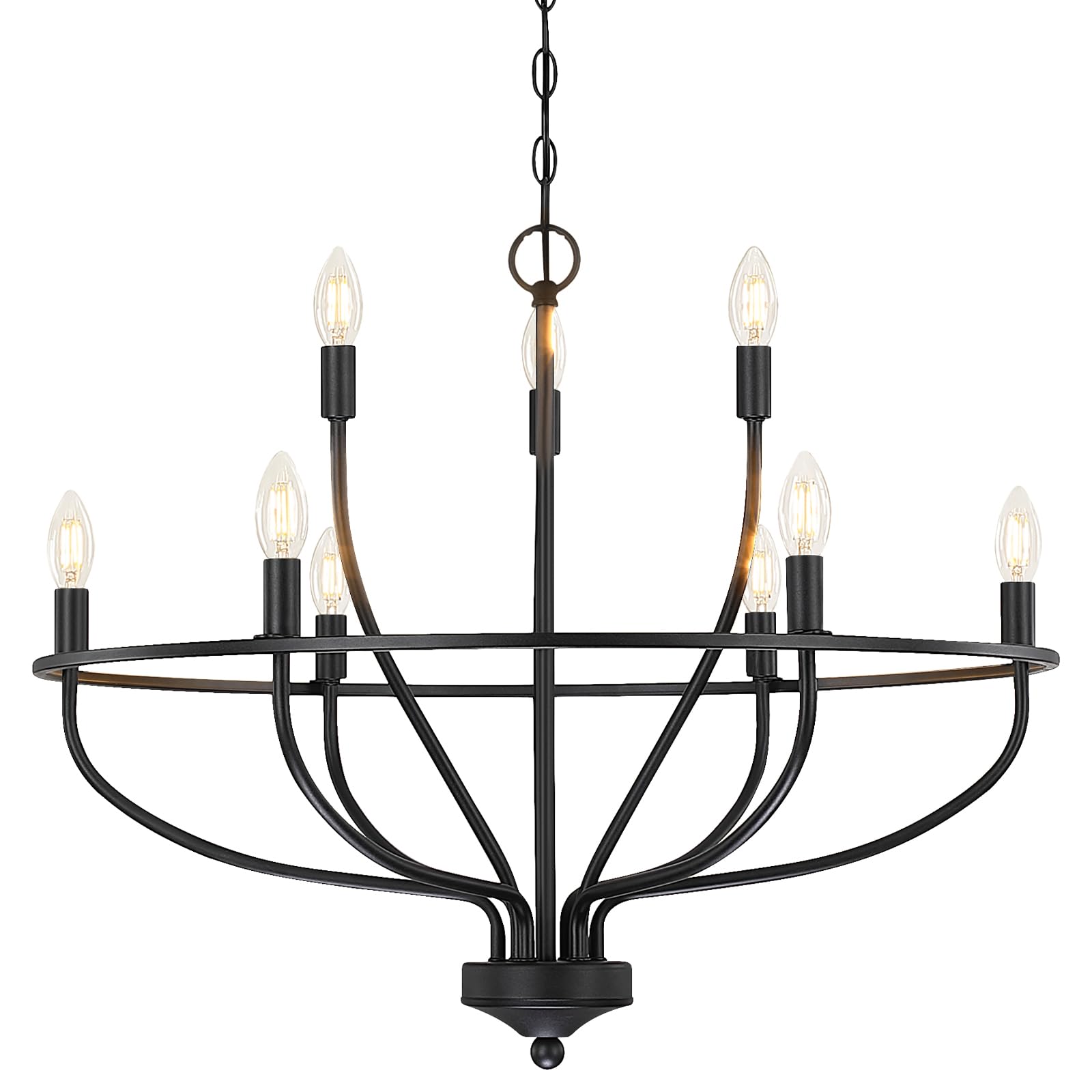 Silva Industrial Metal Candle Chandelier Black/Champagne Living Room/Bedroom - Neutralighting