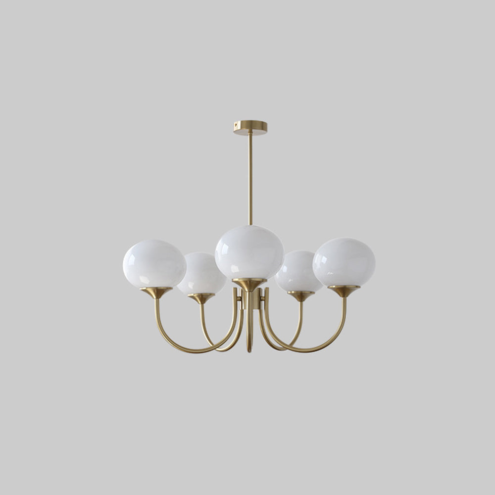 Valentina Retro Art Deco Globe Chandelier, White/Pink/Beige - Neutralighting