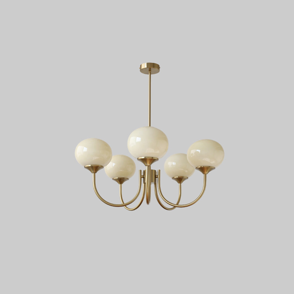 Valentina Retro Art Deco Globe Chandelier, White/Pink/Beige - Neutralighting
