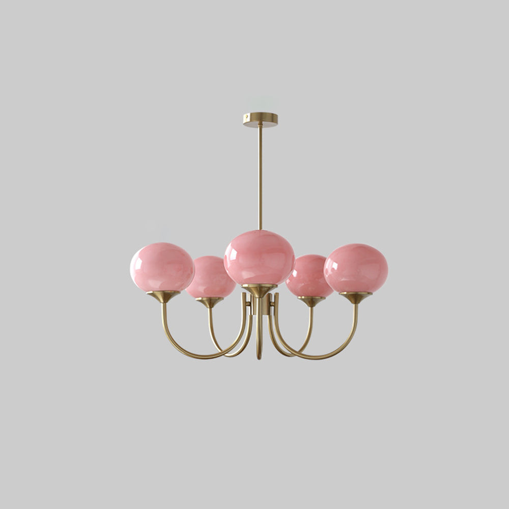 Valentina Retro Art Deco Globe Chandelier, White/Pink/Beige - Neutralighting