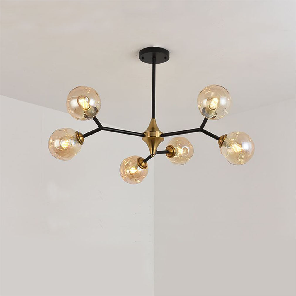 Valentina Art Deco Glass Bubble Chandelier, Amber - Neutralighting