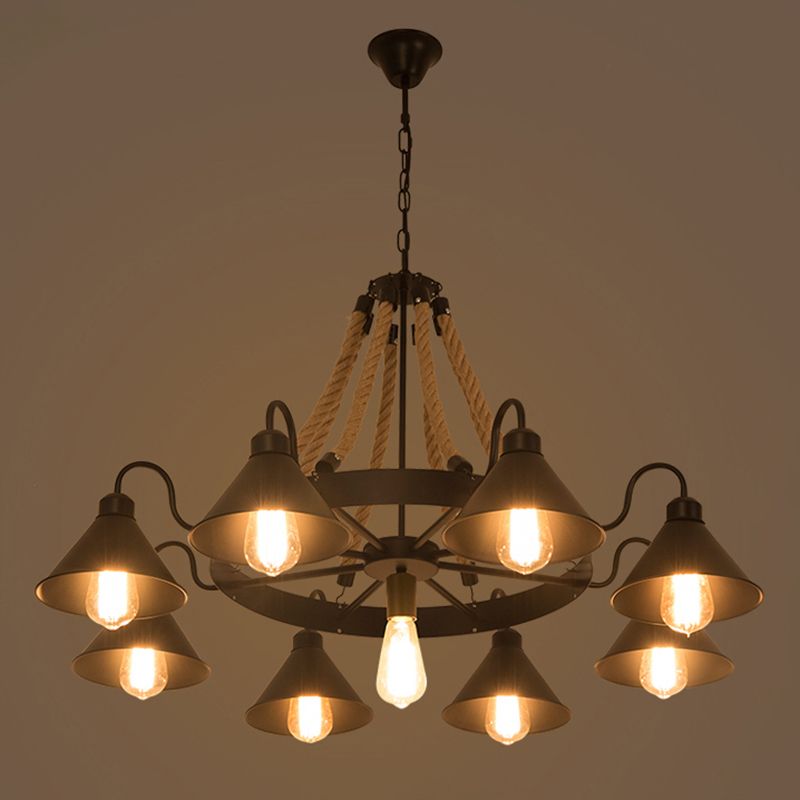 Epoch Vintage Industrial Rope Chandelier Living Room - Neutralighting